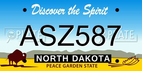 ASZ587 North Dakota License Plate