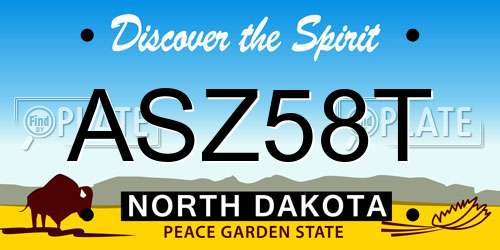 ASZ58T North Dakota License Plate