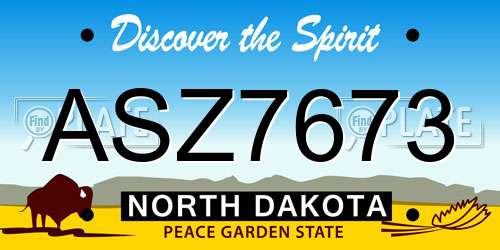 ASZ7673 North Dakota License Plate