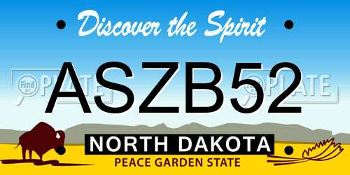 ASZB52 North Dakota License Plate