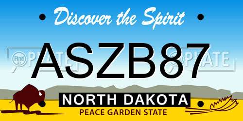 ASZB87 North Dakota License Plate