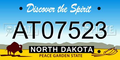 AT07523 North Dakota License Plate