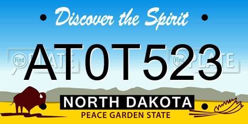 AT0T523 North Dakota License Plate