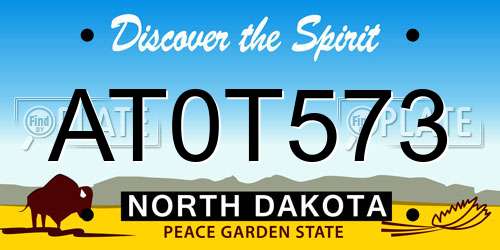 AT0T573 North Dakota License Plate