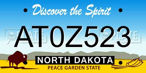 AT0Z523 North Dakota License Plate