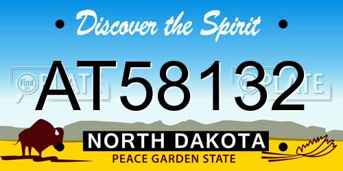 AT58132 North Dakota License Plate
