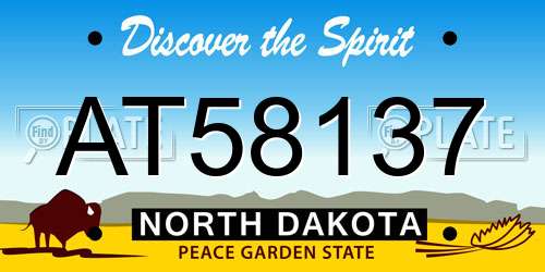 AT58137 North Dakota License Plate