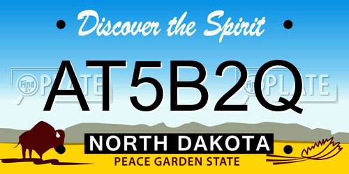 AT5B2Q North Dakota License Plate