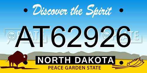 AT62926 North Dakota License Plate