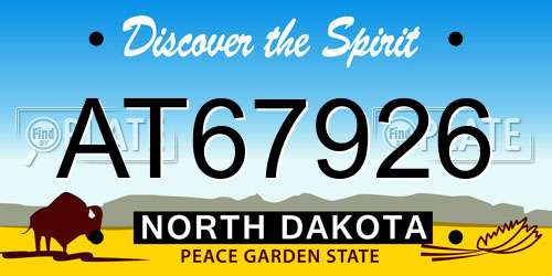 AT67926 North Dakota License Plate