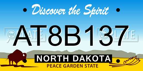 AT8B137 North Dakota License Plate