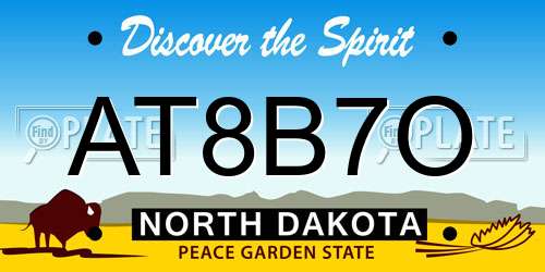 AT8B7O North Dakota License Plate