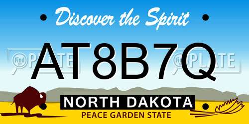 AT8B7Q North Dakota License Plate