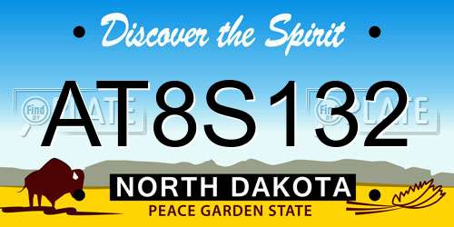 AT8S132 North Dakota License Plate