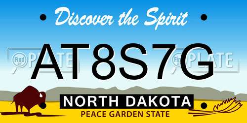 AT8S7G North Dakota License Plate