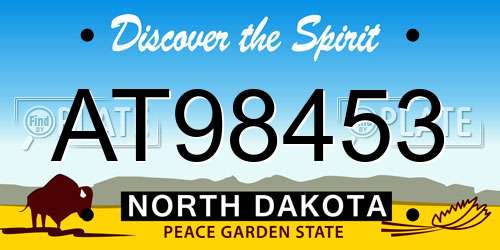 AT98453 North Dakota License Plate
