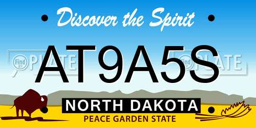 AT9A5S North Dakota License Plate