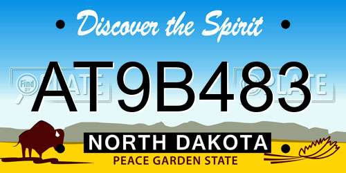 AT9B483 North Dakota License Plate
