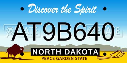 AT9B640 North Dakota License Plate