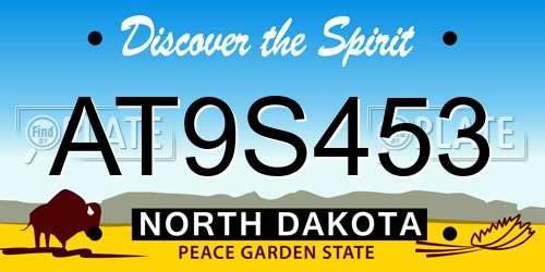 AT9S453 North Dakota License Plate