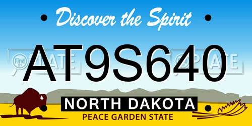 AT9S640 North Dakota License Plate