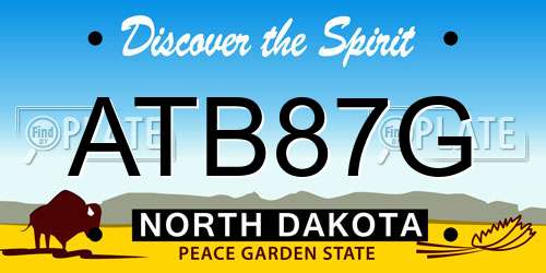 ATB87G North Dakota License Plate