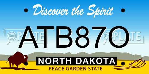 ATB87O North Dakota License Plate