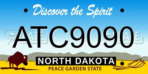 ATC9090 North Dakota License Plate