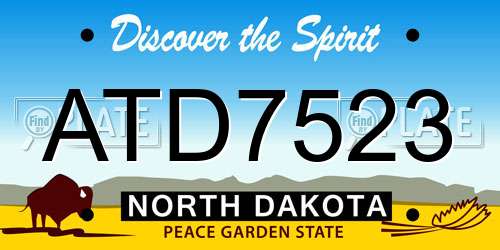 ATD7523 North Dakota License Plate