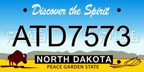 ATD7573 North Dakota License Plate