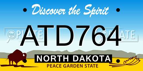 ATD764 North Dakota License Plate