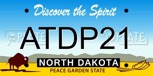 ATDP21 North Dakota License Plate