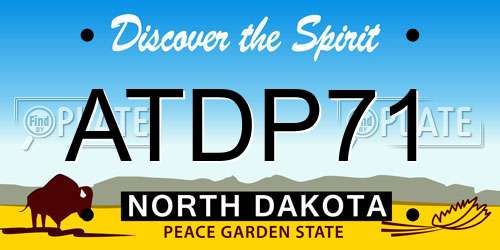 ATDP71 North Dakota License Plate