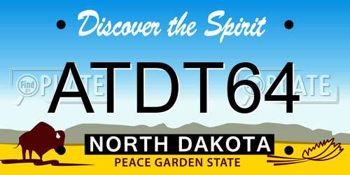 ATDT64 North Dakota License Plate