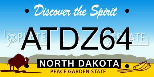 ATDZ64 North Dakota License Plate