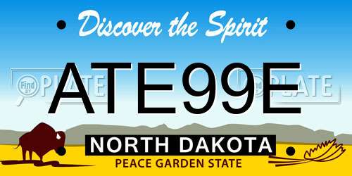 ATE99E North Dakota License Plate