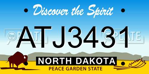 ATJ3431 North Dakota License Plate