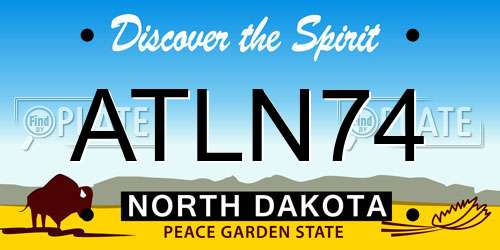 ATLN74 North Dakota License Plate