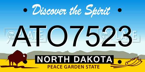ATO7523 North Dakota License Plate