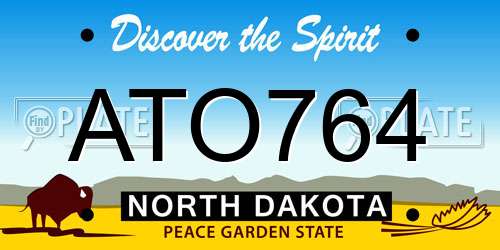 ATO764 North Dakota License Plate