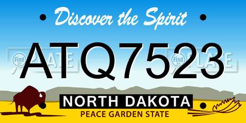 ATQ7523 North Dakota License Plate