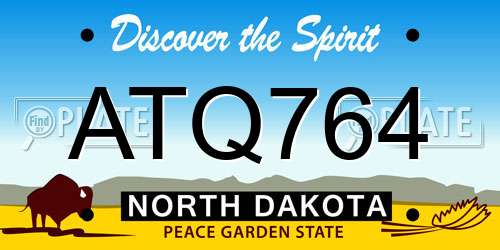 ATQ764 North Dakota License Plate