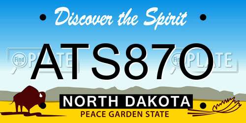 ATS87O North Dakota License Plate