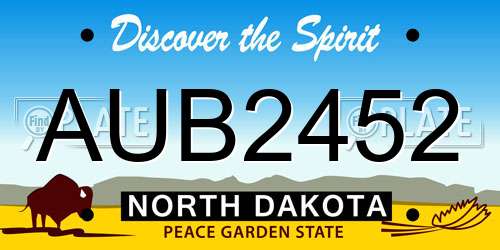 AUB2452 North Dakota License Plate