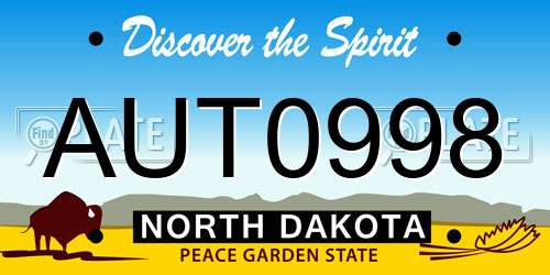 AUT0998 North Dakota License Plate