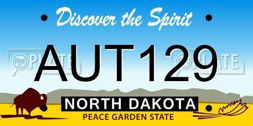 AUT129 North Dakota License Plate