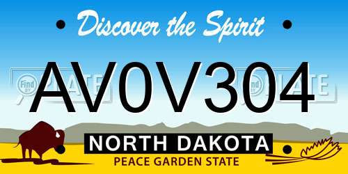 AV0V304 North Dakota License Plate