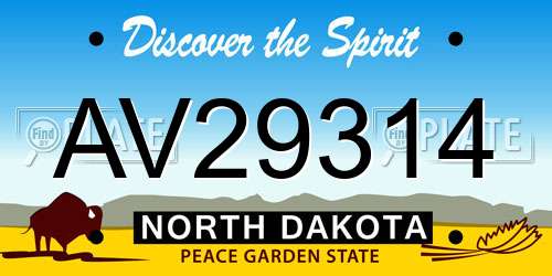 AV29314 North Dakota License Plate