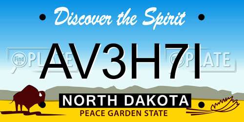 AV3H7I North Dakota License Plate