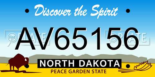 AV65156 North Dakota License Plate